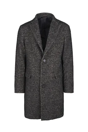 Single-Breasted Herringbone Wool Coat
