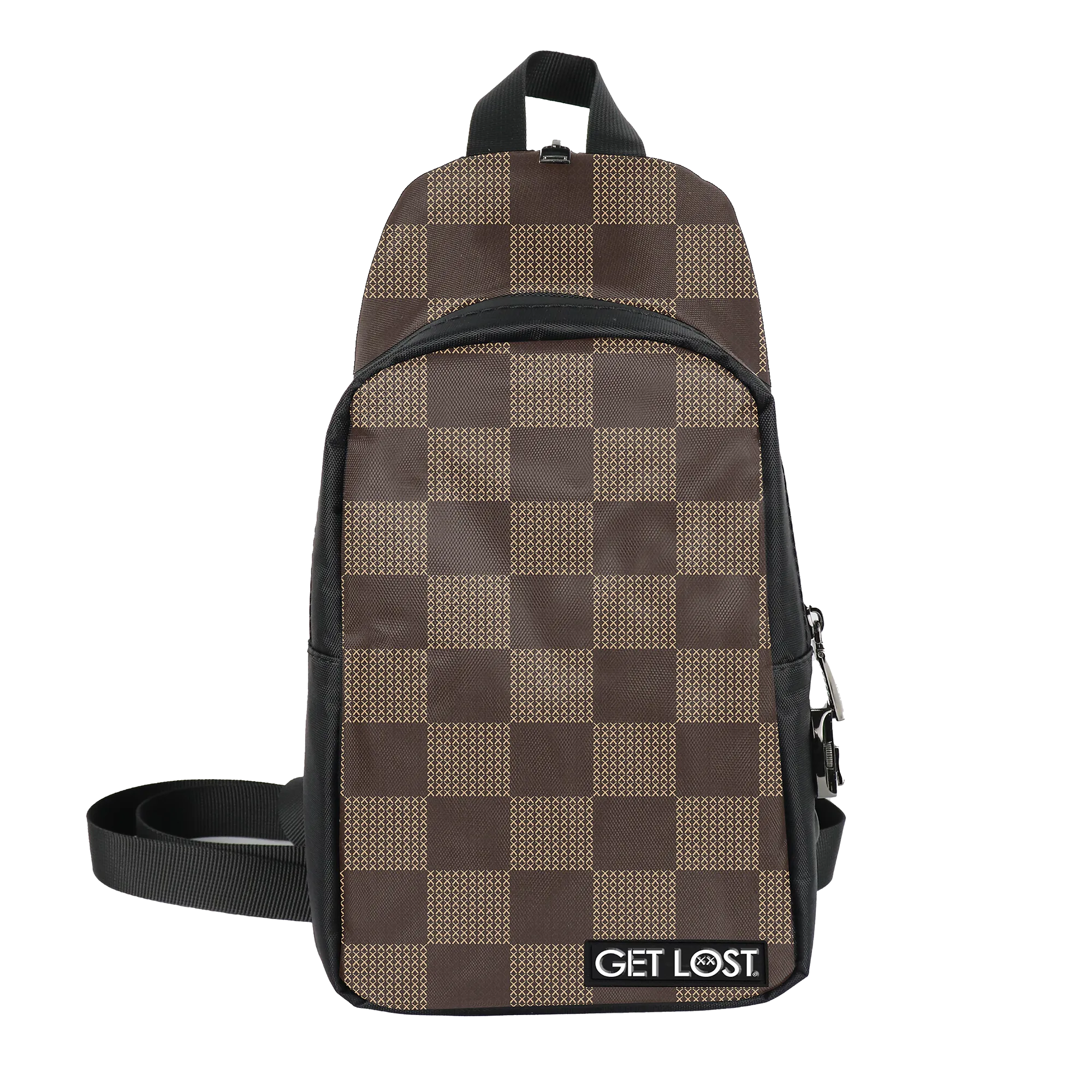 Smell-Proof Premium Convertible Shoulder Bag (BROWN SQUARES)