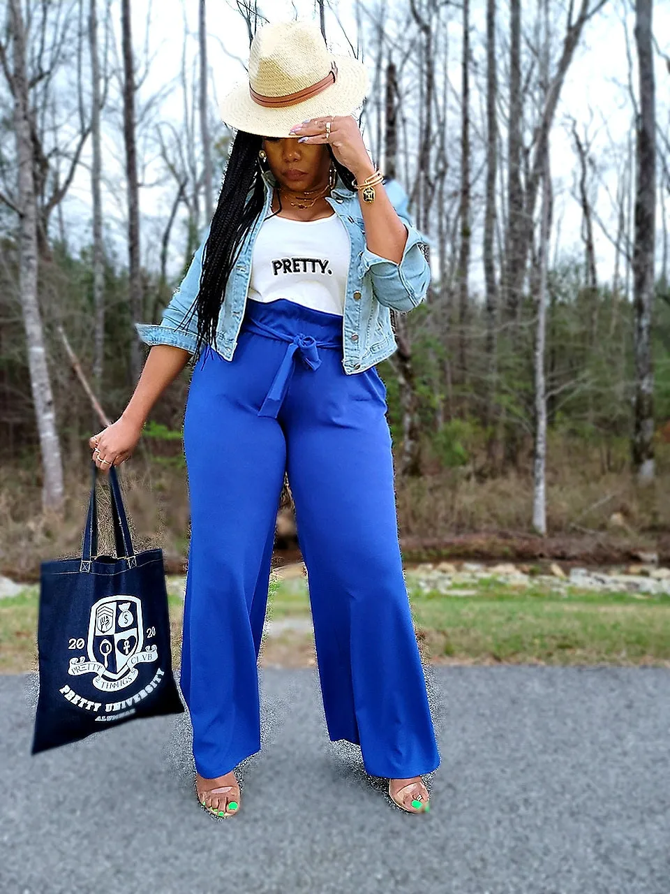 Snatched waist-   High Waist Wide-leg Pants