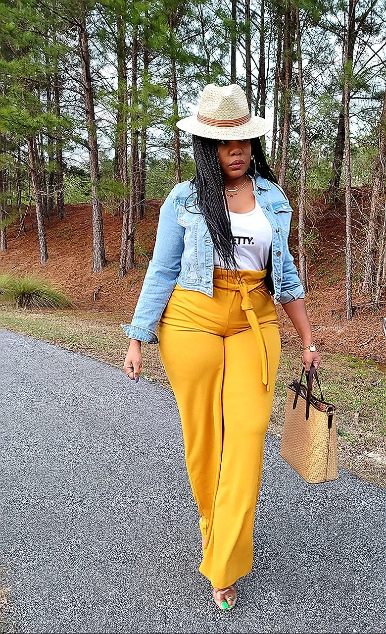 Snatched waist-   High Waist Wide-leg Pants