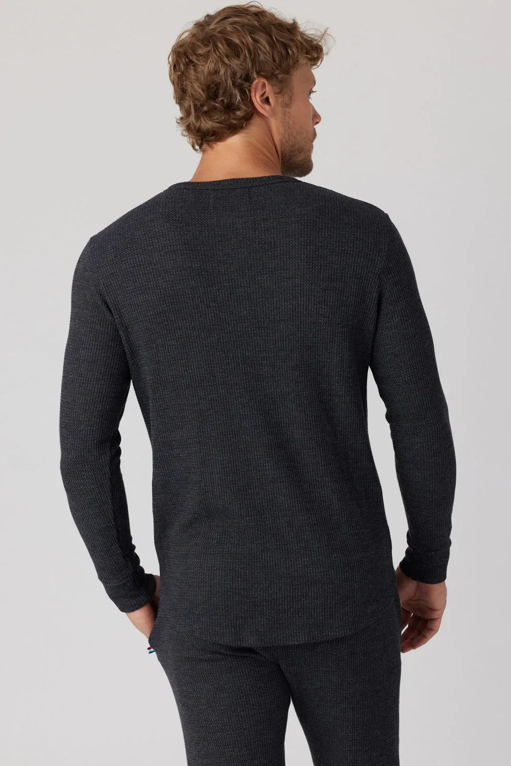 SOL ANGELES MENS THERMAL LONG SLEEVE HENLEY-BLACK