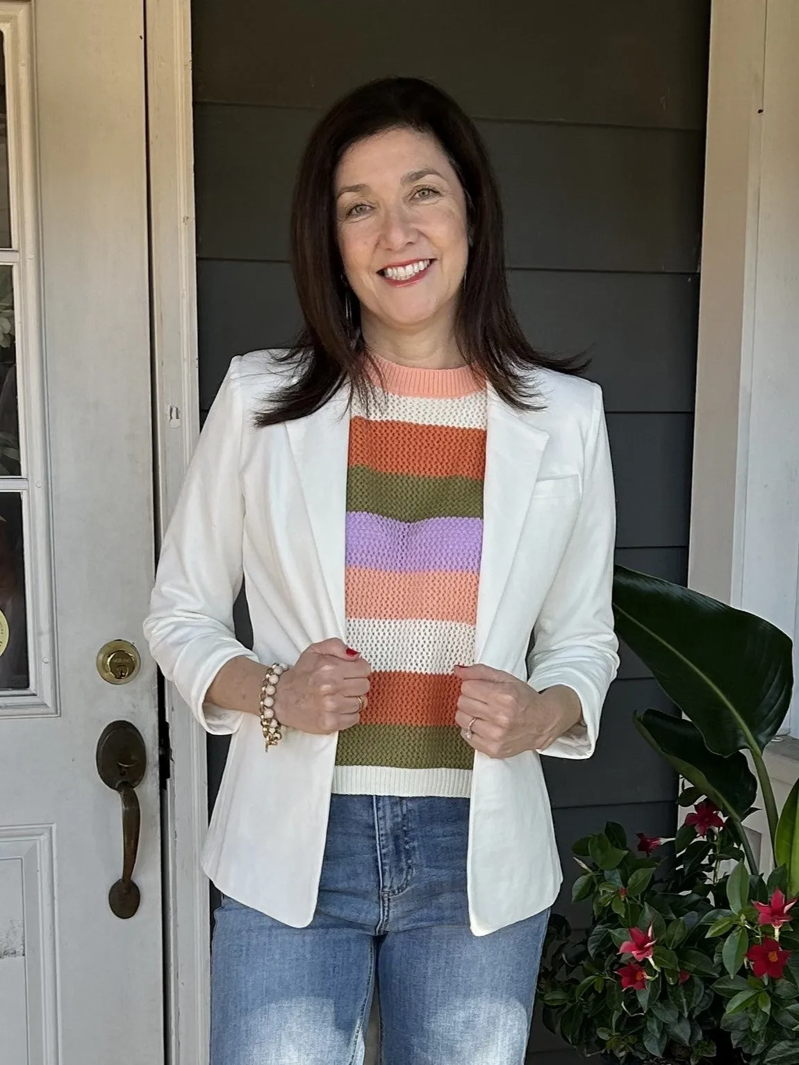 Solid Open Cream Blazer