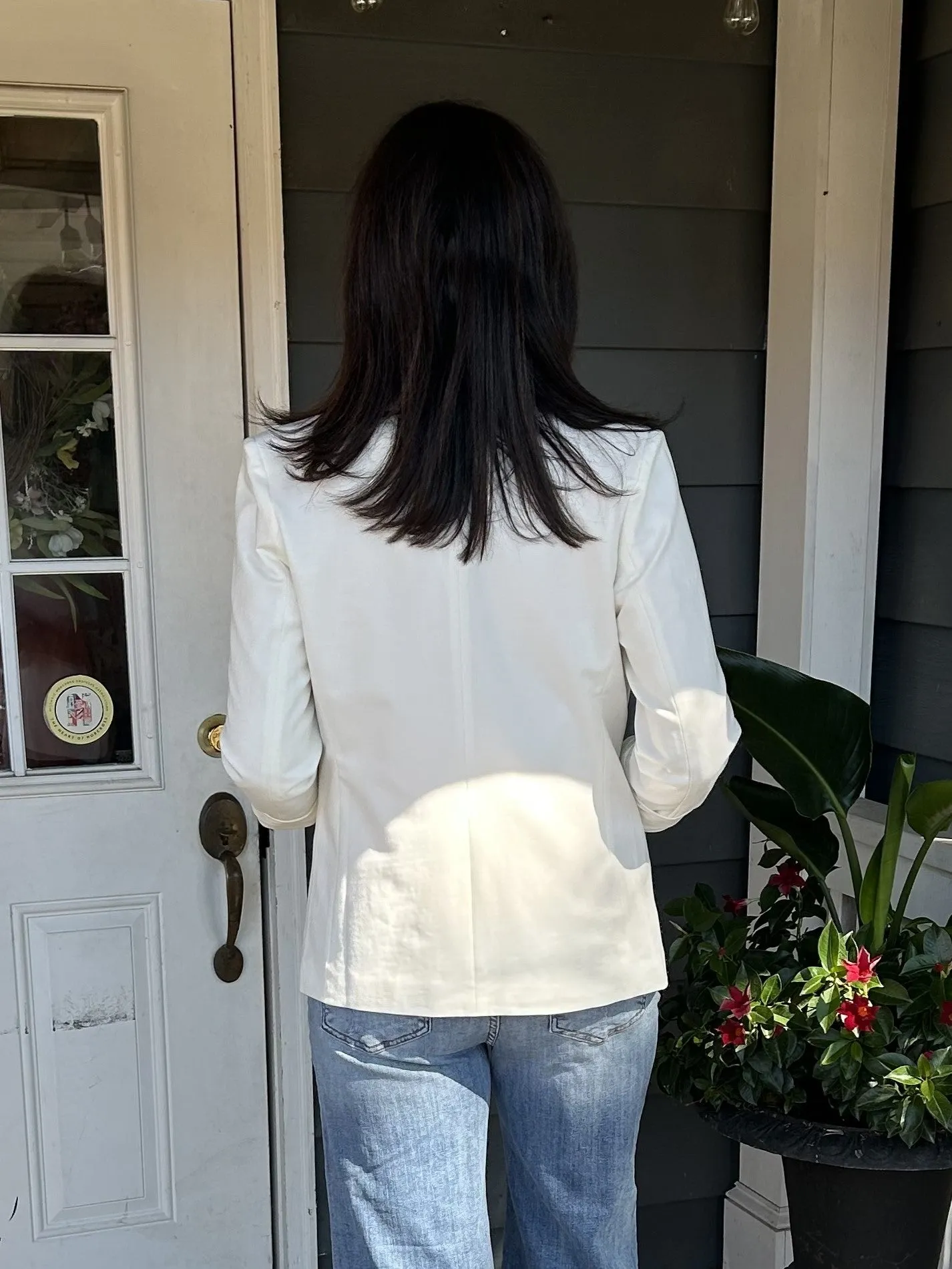 Solid Open Cream Blazer