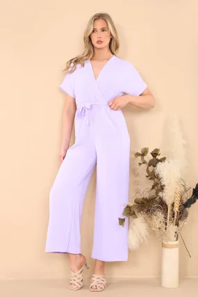 STRAIGHT LEG WAIST TIE JUMPSUIT