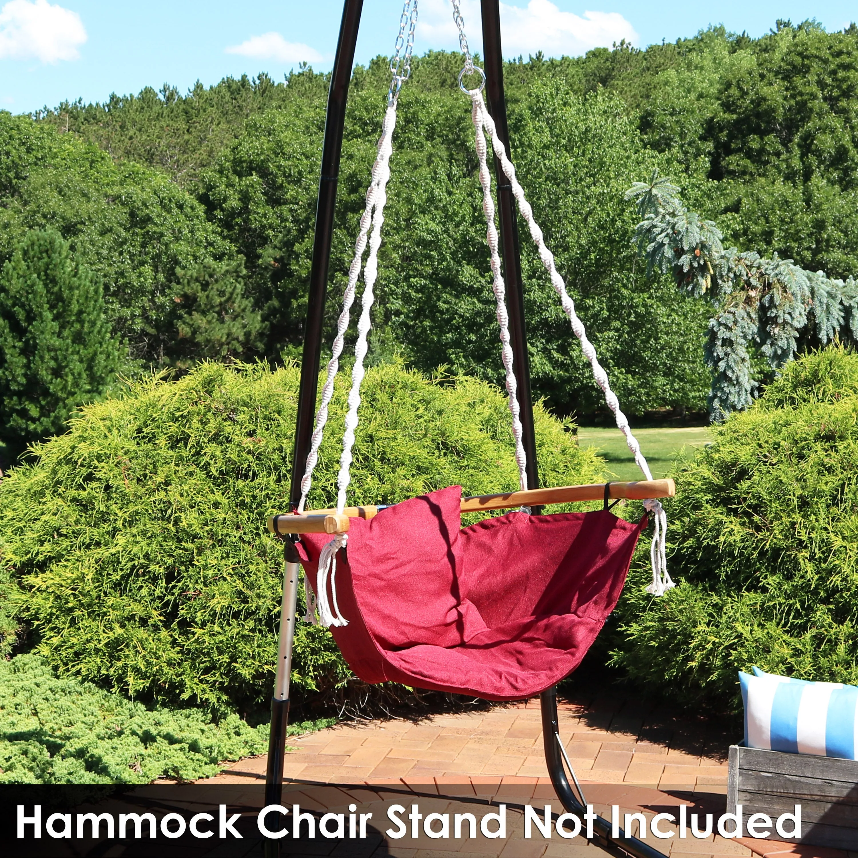 Sunnydaze Audrey Outdoor Hammock Chair with Cushion and Armrest - Red
