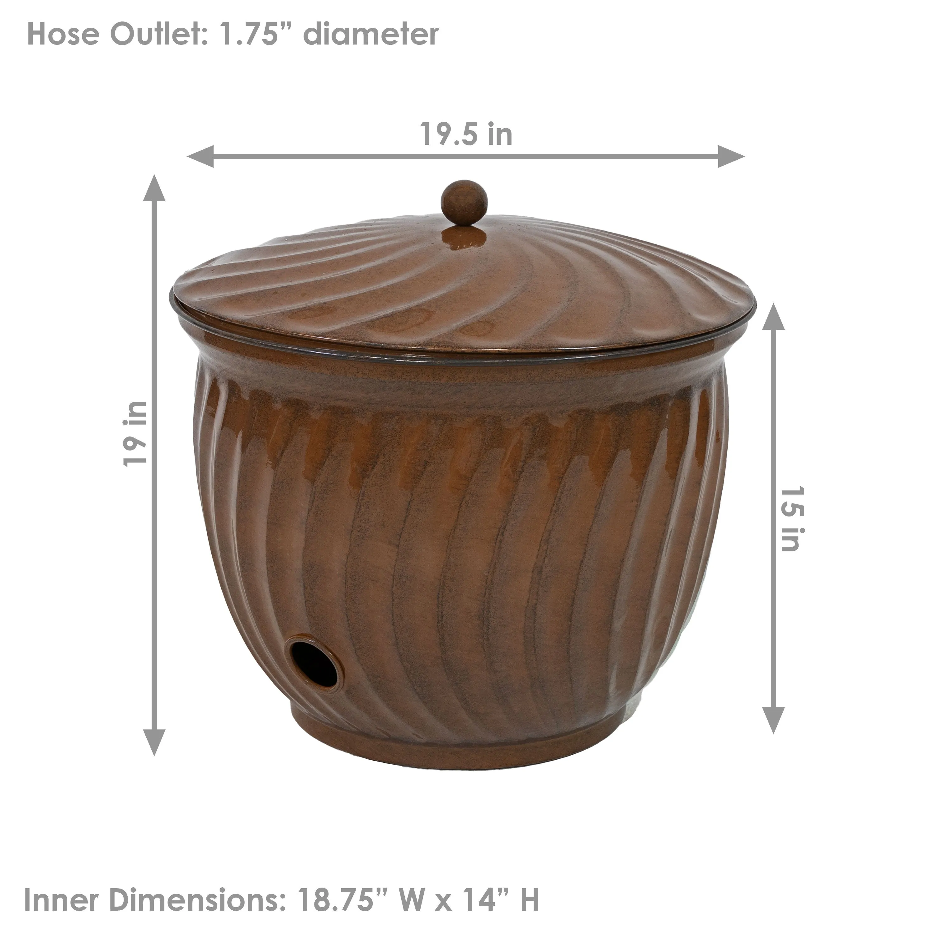 Sunnydaze Metal Garden Hose Holder Pot with Lid