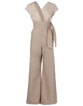 Surplice Embroidered Jumpsuit