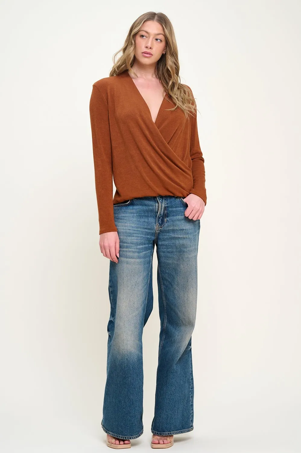 Tessa Long Sleeve Surplice Knit Top