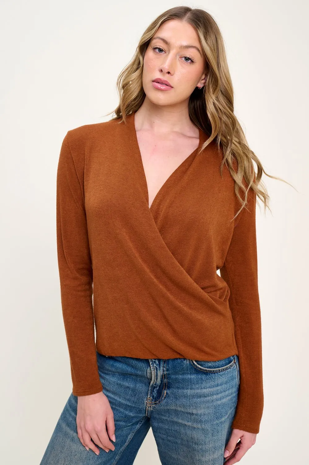 Tessa Long Sleeve Surplice Knit Top