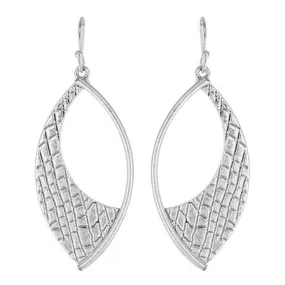 Textured Worn Silver Marquise Shape Earrings