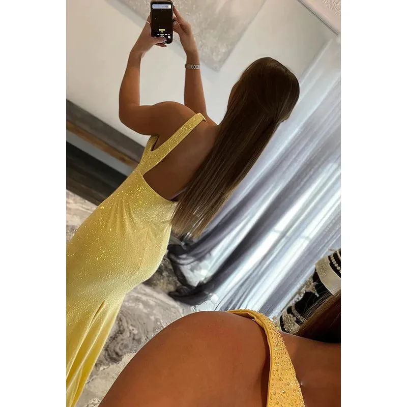 Trumpet/Mermaid Straps Sequined Backless Sleeveless Prom Evening Formal Dress