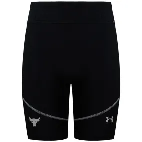 Under Armour Project Rock HeatGear Womens Black/Beige Biker Shorts