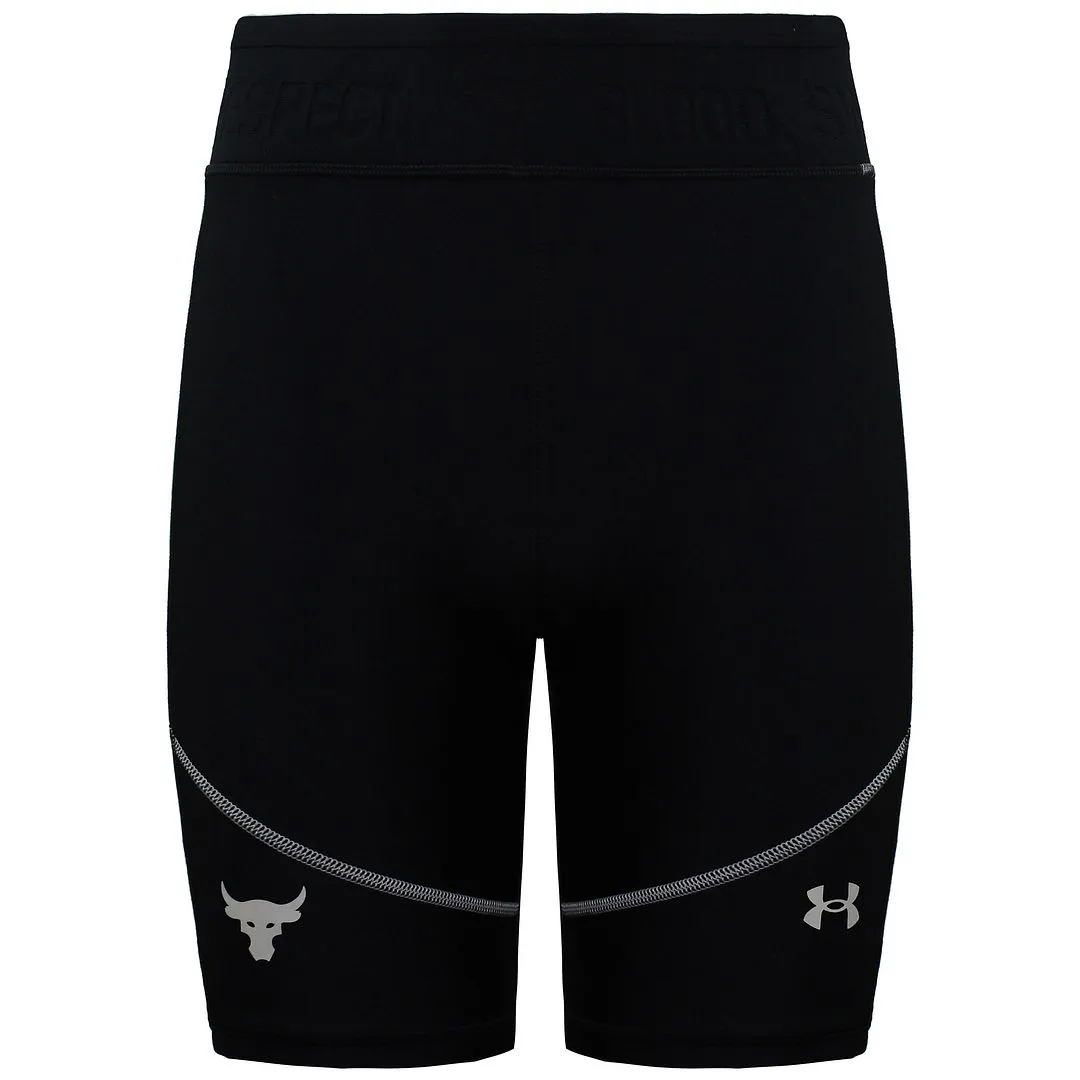 Under Armour Project Rock HeatGear Womens Black/Beige Biker Shorts