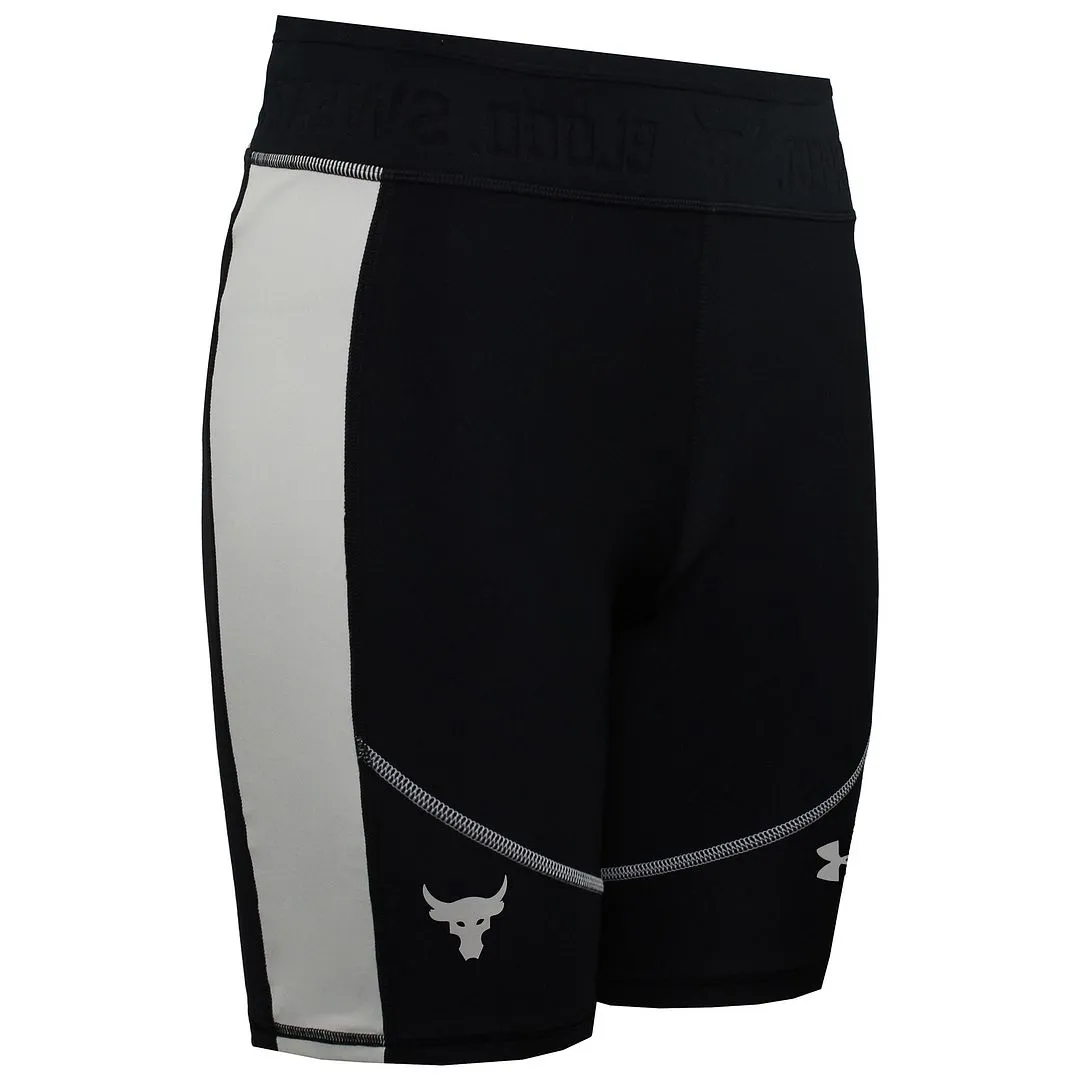 Under Armour Project Rock HeatGear Womens Black/Beige Biker Shorts