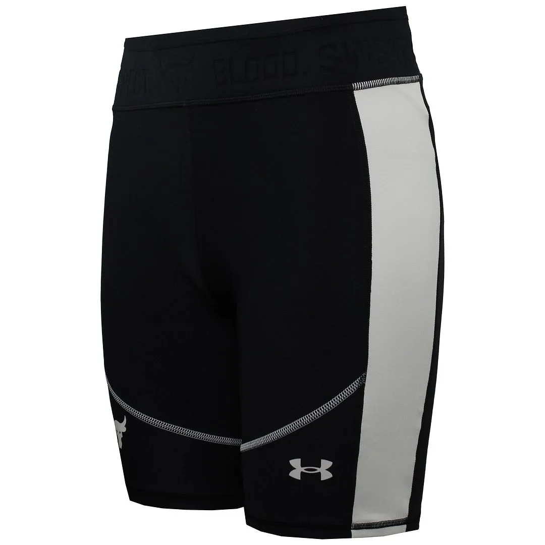 Under Armour Project Rock HeatGear Womens Black/Beige Biker Shorts