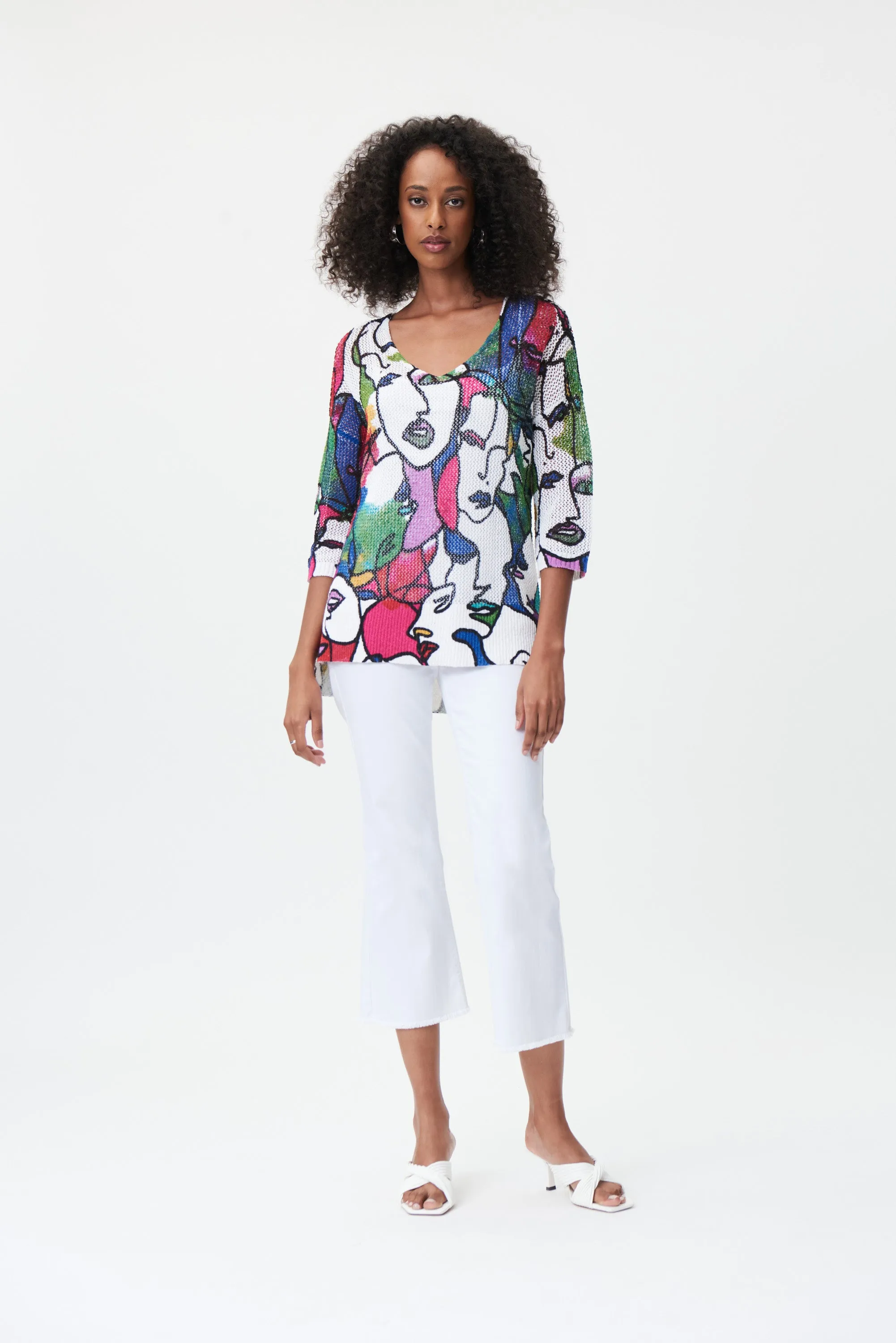 V-Shaped Face Print Top