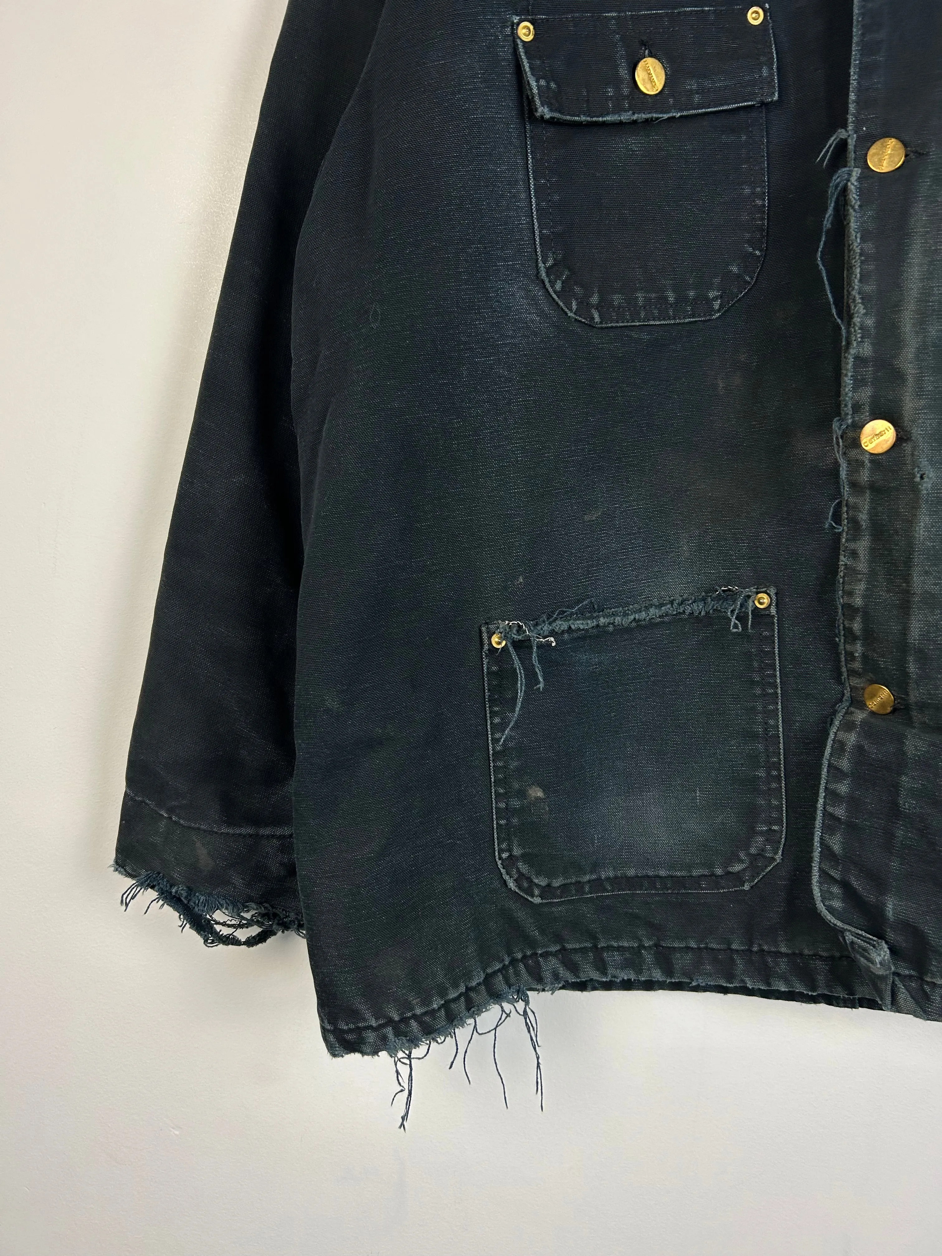 Vintage 90's Carhartt Chore Distressed Black Jacket