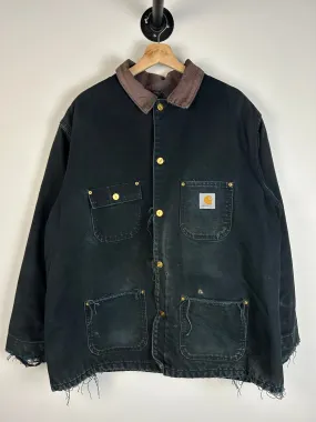 Vintage 90's Carhartt Chore Distressed Black Jacket