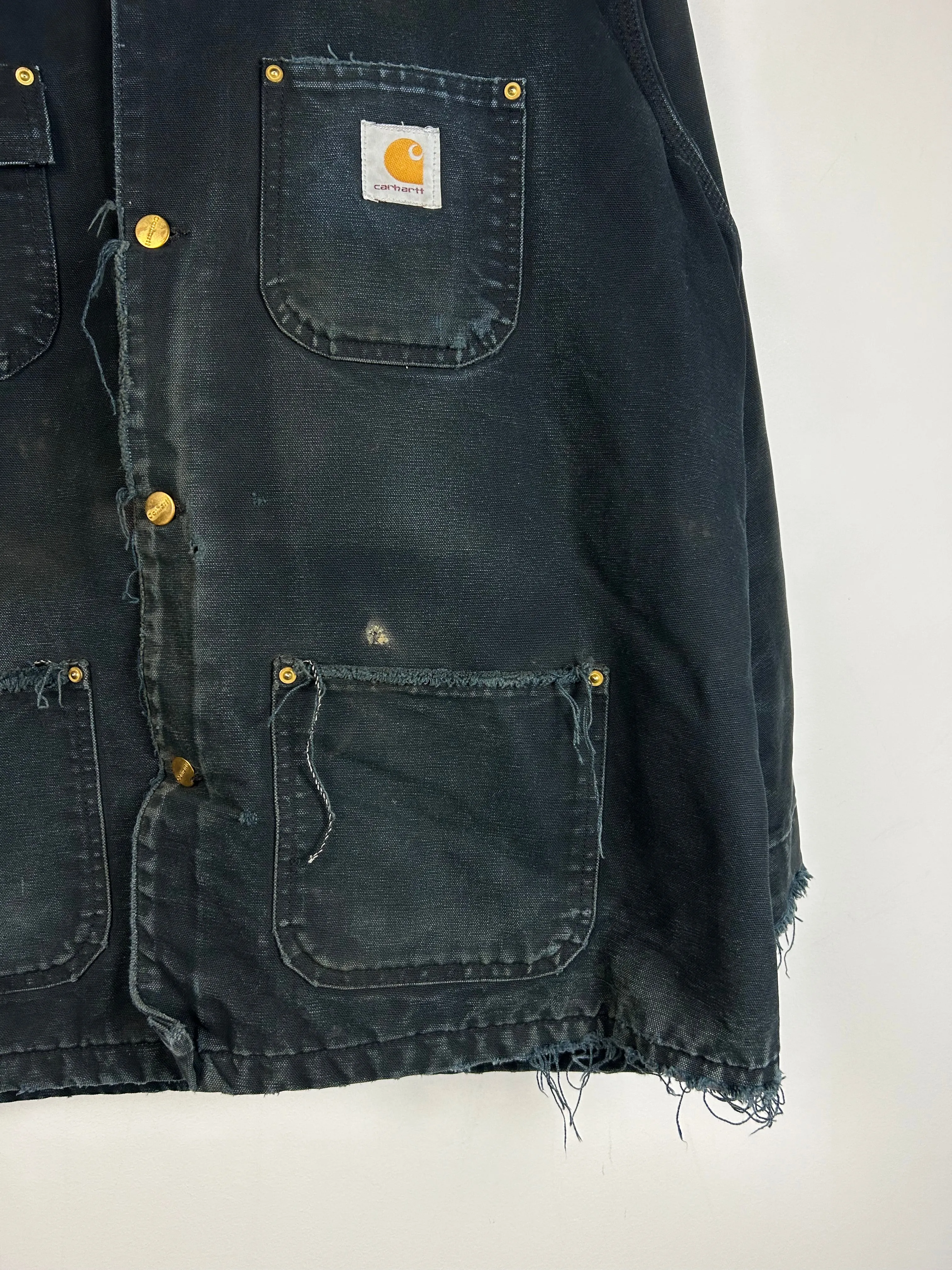 Vintage 90's Carhartt Chore Distressed Black Jacket