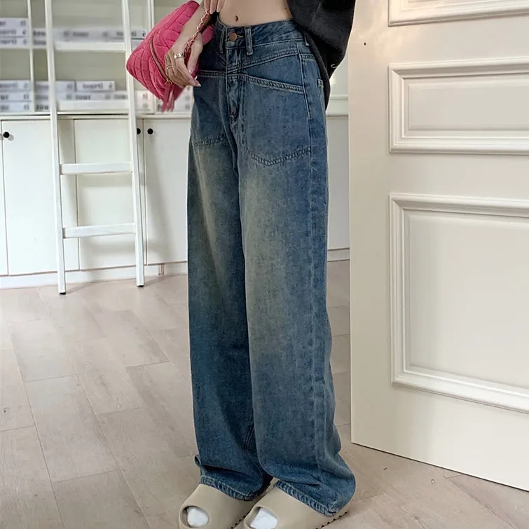 Vintage Straight Loose High Waist Jeans Trousers