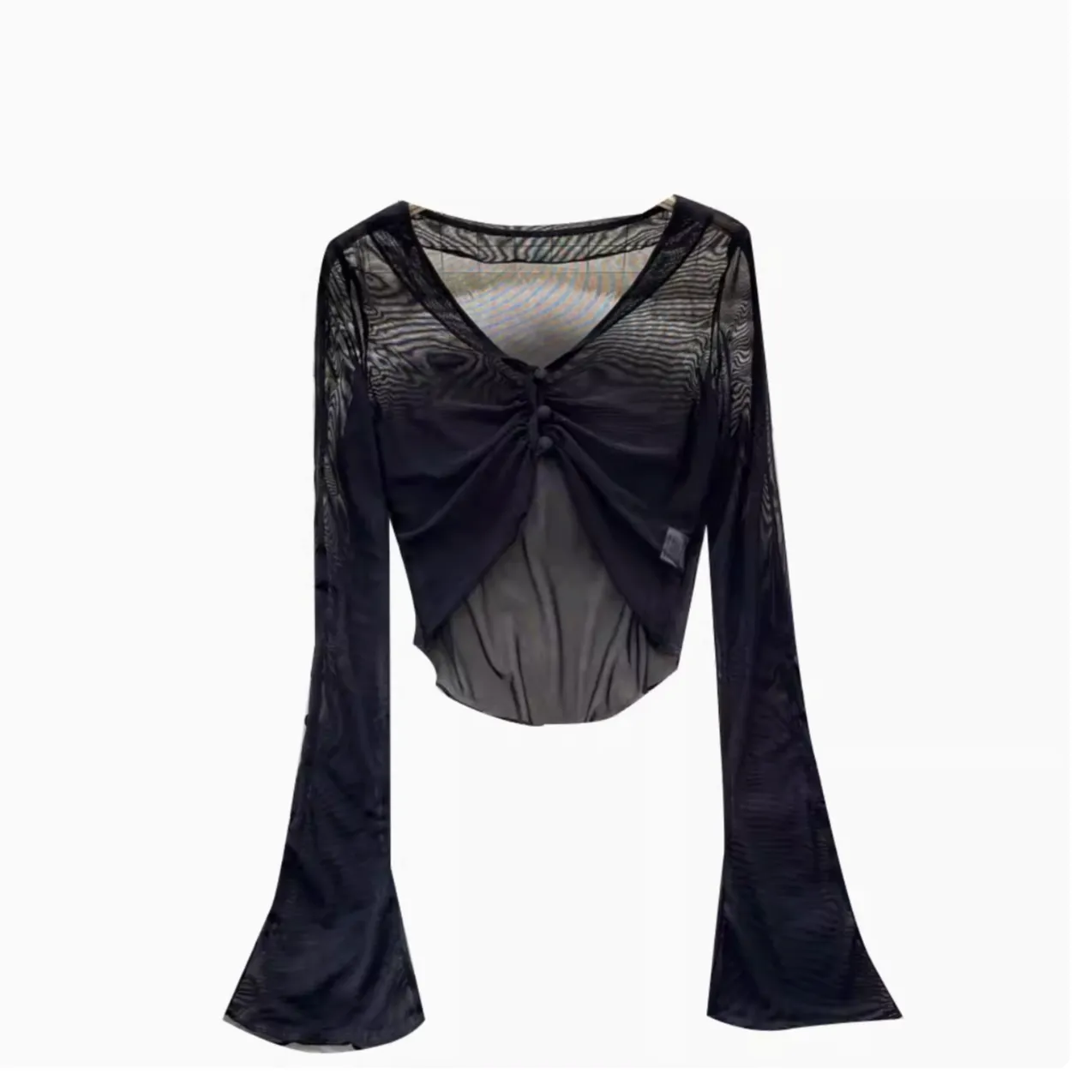 Vintage V-neck Sunscreen Black Cardigan
