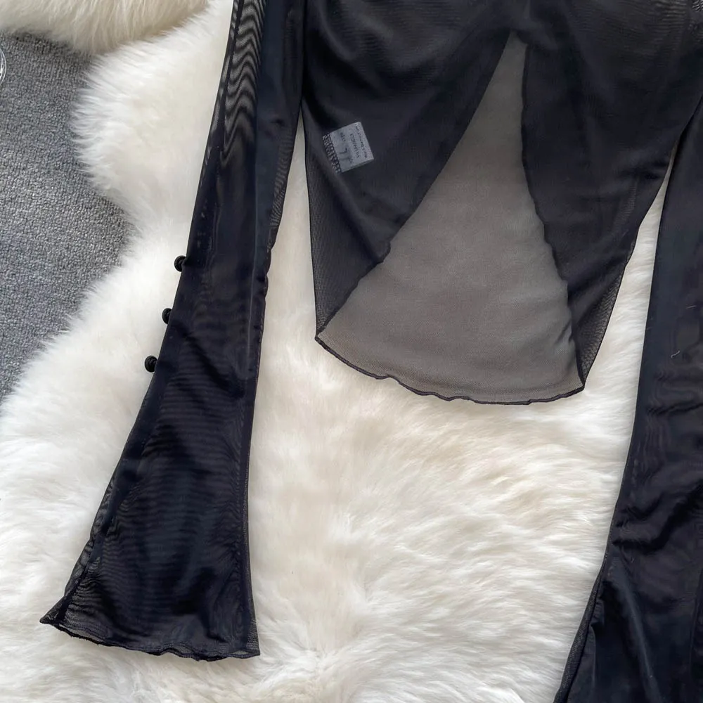 Vintage V-neck Sunscreen Black Cardigan