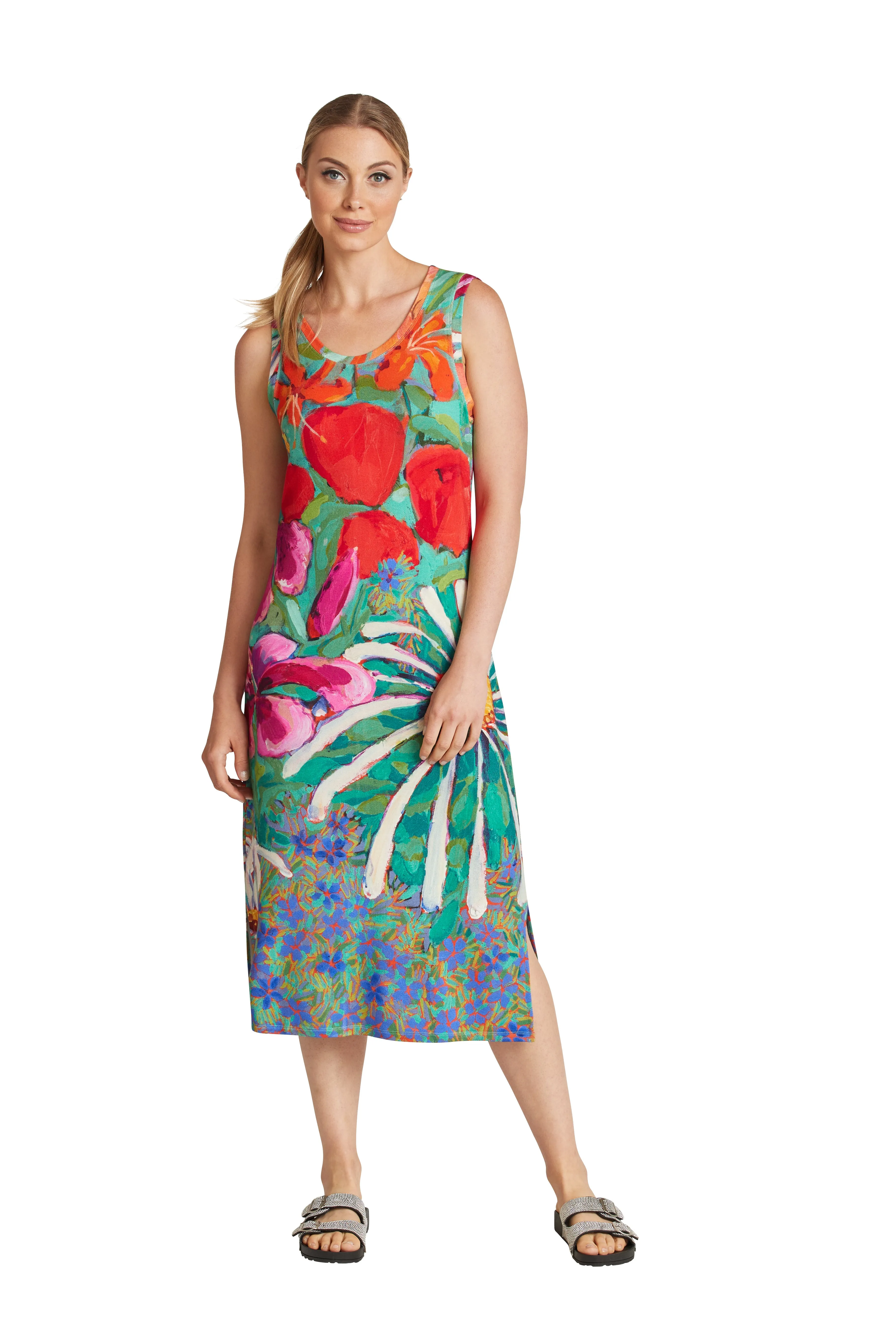 Where Butterflies and Bees Are sleeveless tank dress with side slits