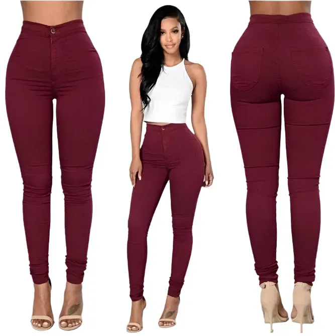 Women Pants Thin High Waist Solid Color Slim Fit Lady Pencil Trousers for Street Wear