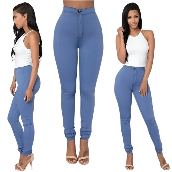 Women Pants Thin High Waist Solid Color Slim Fit Lady Pencil Trousers for Street Wear