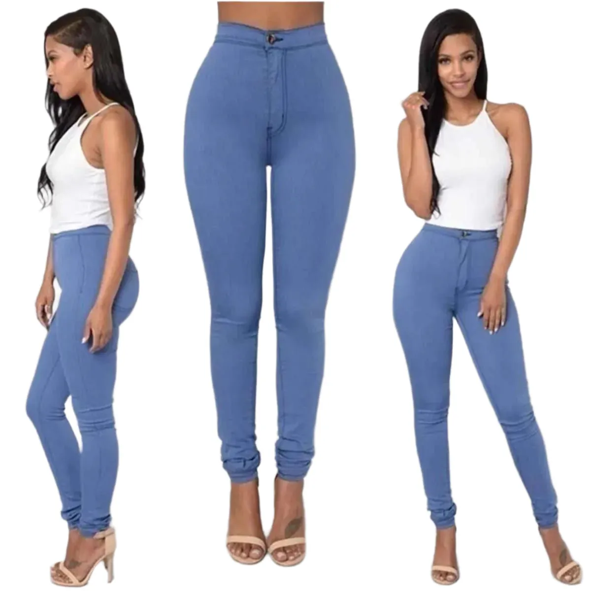 Women Pants Thin High Waist Solid Color Slim Fit Lady Pencil Trousers for Street Wear