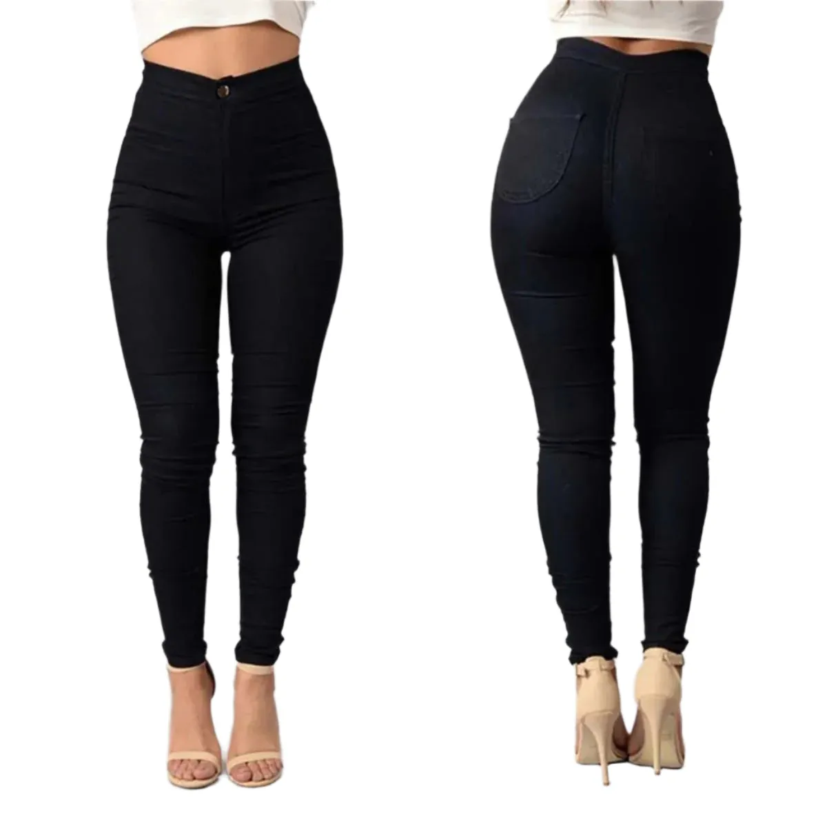 Women Pants Thin High Waist Solid Color Slim Fit Lady Pencil Trousers for Street Wear