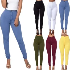 Women Pants Thin High Waist Solid Color Slim Fit Lady Pencil Trousers for Street Wear