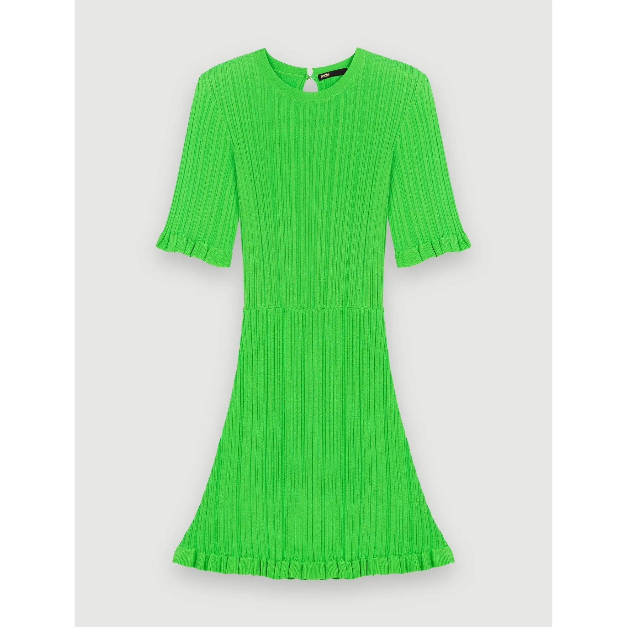 Women Ruffle Knit Dress - Green