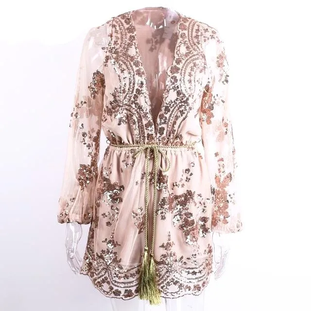 Women Sequin Mesh Jumpsuit