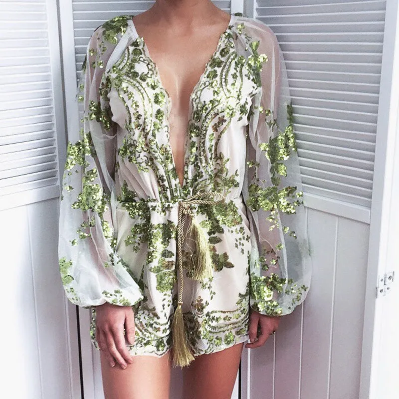 Women Sequin Mesh Jumpsuit