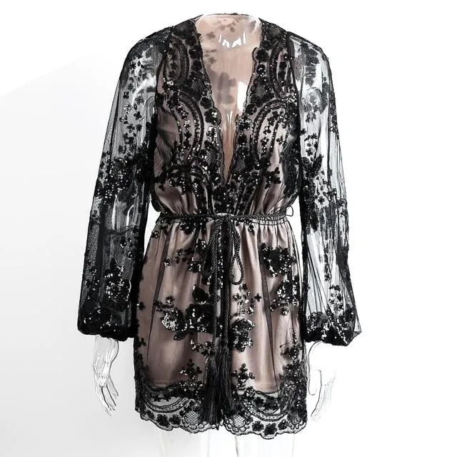 Women Sequin Mesh Jumpsuit