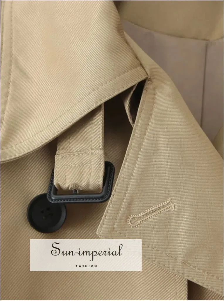 Women's Khaki Trench Raglan Sleeve Windbreaker Midi Coat