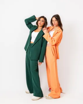 Women's Pure Crepe Mila Blazer Suit Set - Elegant Green Blazer & Pants - Made in Egypt