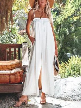 Women’s Wide Leg Cropped Sleeveless Jumpsuit with Side Pockets in 2 Colors S-XL