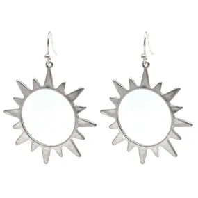 Worn Silver Sunburst Earrings