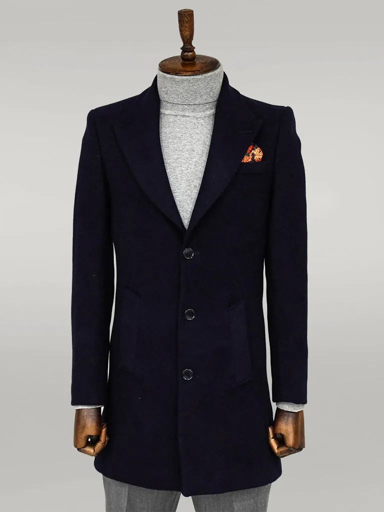 WSS Wide Lapel Wool Black Men Coat  - Singen
