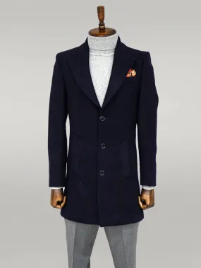 WSS Wide Lapel Wool Black Men Coat  - Singen