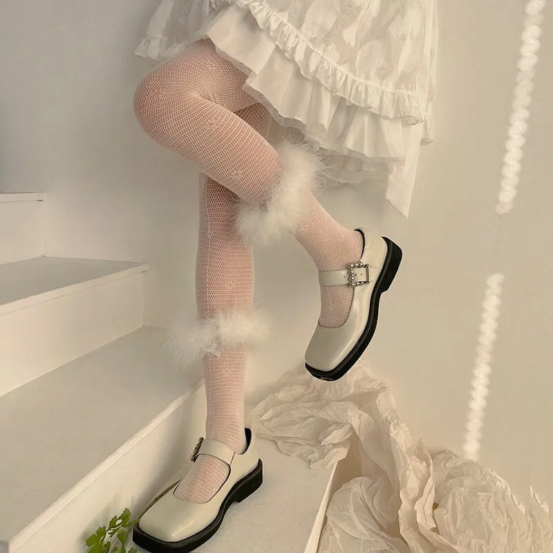 Y2k fairy plume goth lace tights
