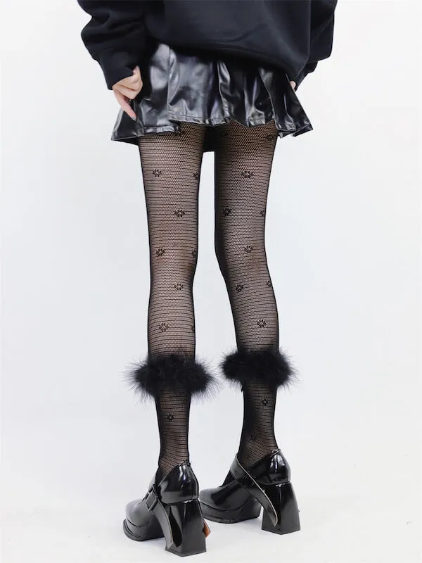 Y2k fairy plume goth lace tights