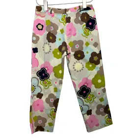 Y2K Talbots Bold Floral Print Cropped Capri Pants High Rise Stretch 2P