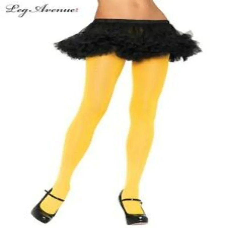 Yellow Nylon Tights - OS