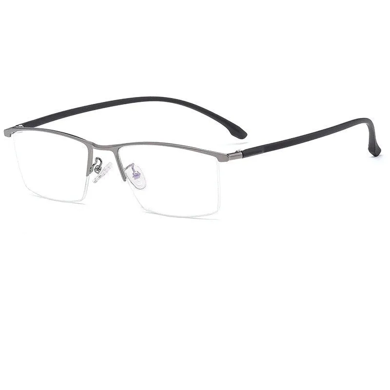 Yimaruili Men's Semi Rim Carbon Fiber Alloy Frame Eyeglasses 96071