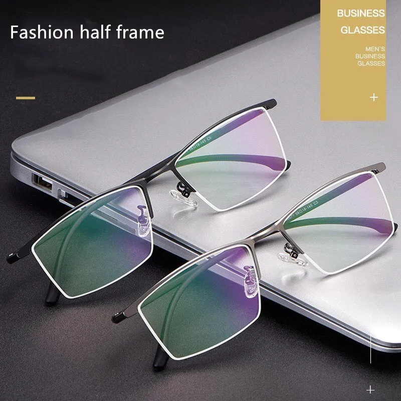 Yimaruili Men's Semi Rim Carbon Fiber Alloy Frame Eyeglasses 96071
