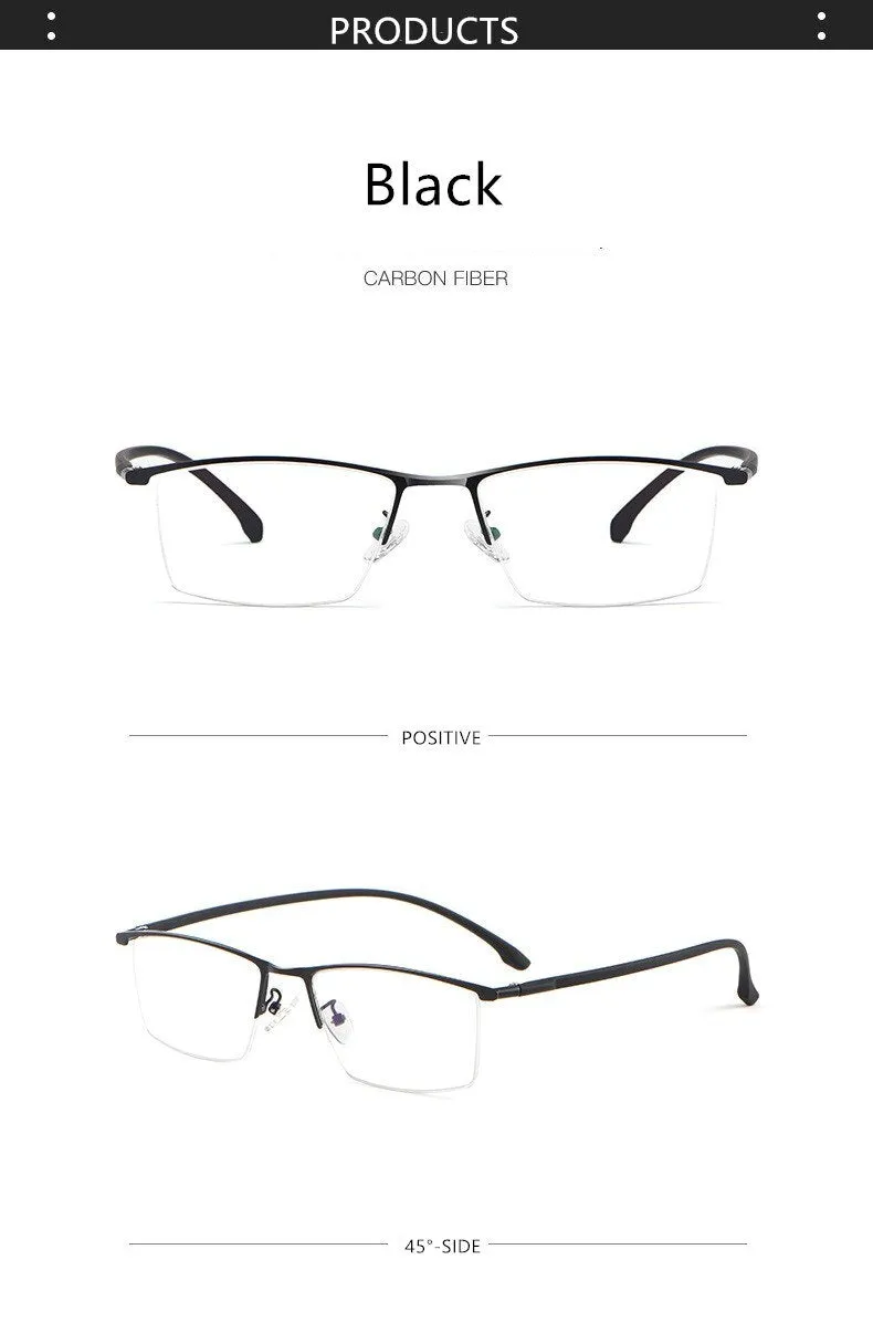 Yimaruili Men's Semi Rim Carbon Fiber Alloy Frame Eyeglasses 96071