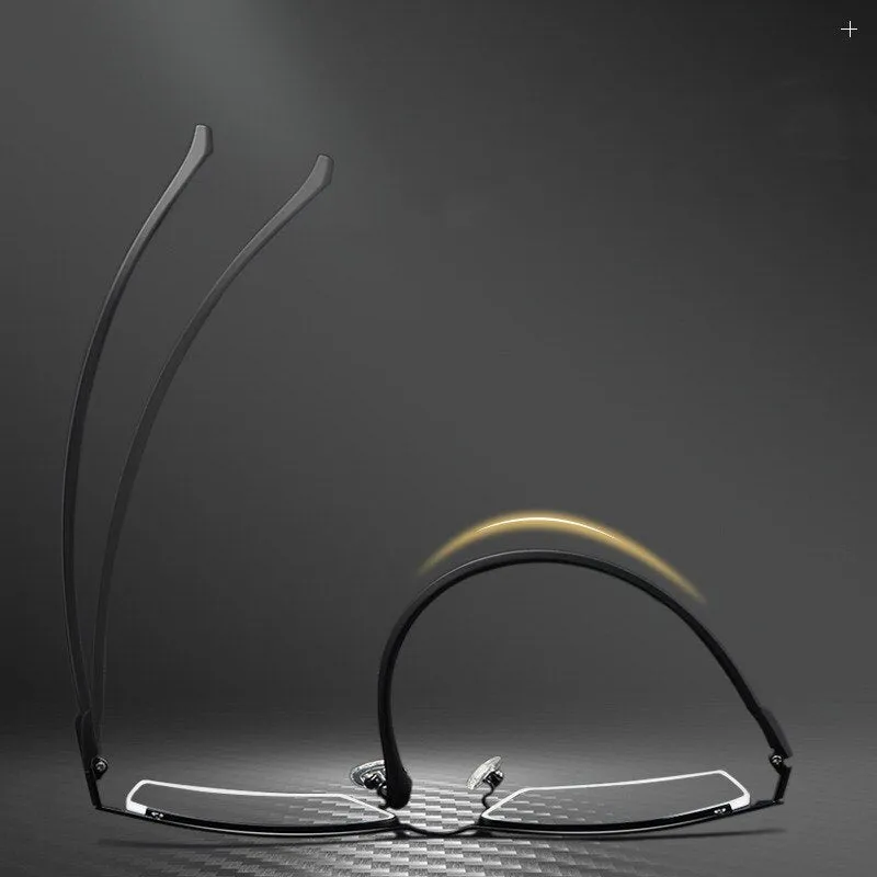 Yimaruili Men's Semi Rim Carbon Fiber Alloy Frame Eyeglasses 96071